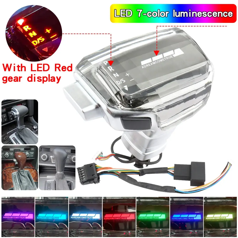 Gear Shift Knob For Audi A4 B8 A6 C6 C7 A7 A5 8t Q5 8r Q7 4L A3 8P S5 S6 S7 stick Lever Handle Head Rod accessories LED Crystal