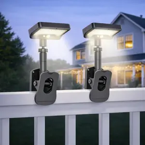 Clip On Solar Lights Outdoor, Motion Sensor Solar Fence Lights Outdoor Waterproof, Dual Color 60 LED Solar Motion Lights Outside for Fence Deck Gutter Camping Chain Link (2 Pack)