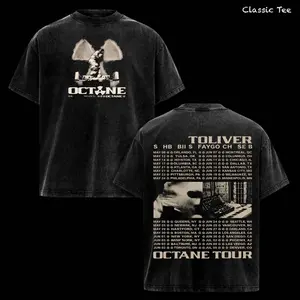 Octane Tour 2026 Shirt – Vintage Washed Oversized Graphic T Shirt, Toliver Inspired Streetwear, Octane Album Tour Dates Design, Dark Aesthetic Retro Music Tee, Heavy Cotton Washed Tee, Casual Unisex Men Women Top, Gift for Rap Fans 123