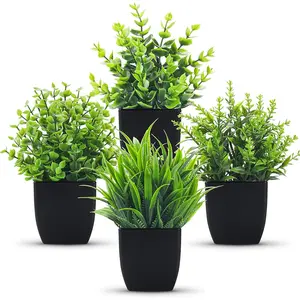 4 Packs Fake Plants Small Artificial Mini Faux Plants Indoor for Room Home Office Shelf Decor