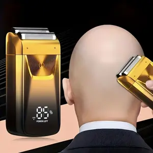 2-in-1 Bald Hair Clipper, Electric Shaver With Barber Scissors, Foil Head - Professional USB Charging Electric Shaver, Gentle Beard Hair Clipper, Holiday And Christmas Gifts Golden