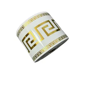 1 Roll Extra Thick Self-Adhesive PVC Baseboard Molding, 3.93in x 196.8in, Waterproof & Moisture-Proof, Wall Trim Decoration, Peel and Stick, Geometric Design Modern Style, Easy to Install, Perfect for Living Room, Bedroom, Office, Rental Apartments, XPE F