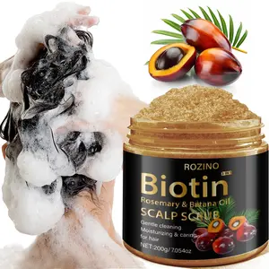 Rozino Biotin Rosemary Baotan Oil Scalp Scrub Haircare 200g, Gentle Cleansing, Strengthen Roots, Anti-Dandruff, Suitable for All Hair Types