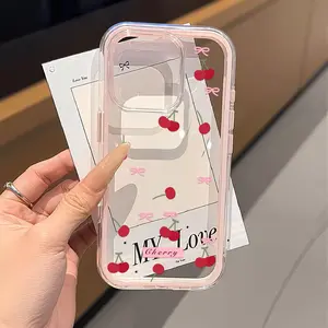 Cute pink bow iPhone phone case, transparent two-in-one shockproof soft case, shockproof silicone protective cover, soft TPU transparent case, compatible with iPhone 16/15/14/13/12, suitable as a holiday gift for friends, family, or yourself