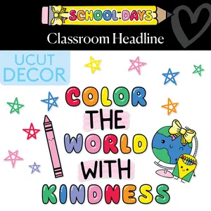 Color the World with Kindness Bright Rainbow Classroom Headline | School Days