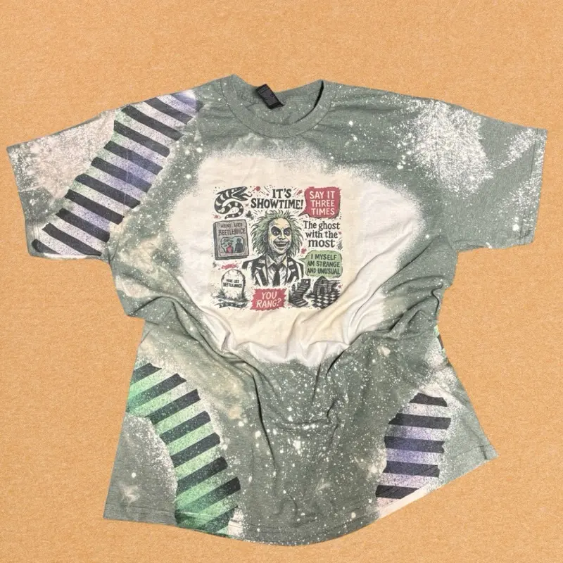 Beetlejuice Halloween Shirt for Adult, Horror Shirts for Adults, Horrow Halloween Shirt , Beetlejuice It’s Showtime, Bleached T-shirt