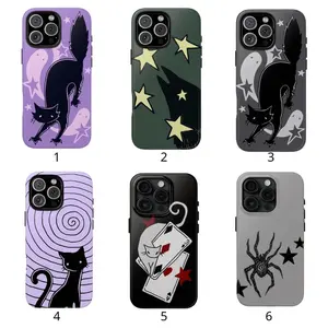 Black Cat Purple Swirl Phone Case Y2K Cute Grunge Gothic Animal Cool Girl Gift - BL258| Phone Case Compatible with iPhone 17 16 15 14 13 12 11 pro pro max & Samsung S25 S24 S23 S22 S21 Durable Protection Dual Layer Design Glossy