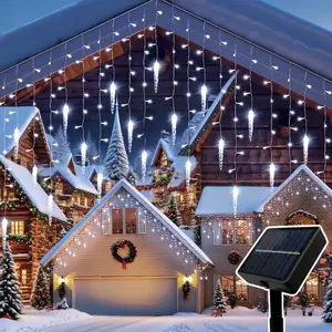 Solar Ice Column String Lights, 8 Modes, Outdoor Cone Lights, 96 LED, /color Light, Smart Control, for Garden, Patio, Party, Wedding, Christmas Decorations