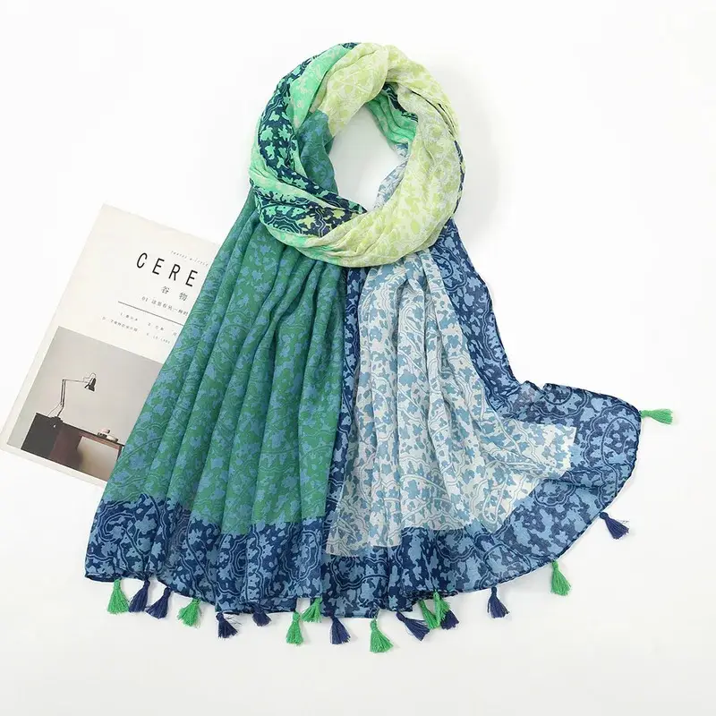 Fashion Spring Summer Thin Viscose Shawl Scarf for Women Lovely Floral Design Ne...