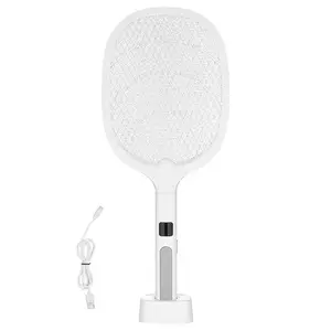 VEVOR Electric Fly Swatter, Zapper Racket with 3 Layers Mesh Digital Screen Dual Modes Fly Killer with 1500mAh Battery Rechargeable for Home, Bedroom, Kitchen and Patio, White