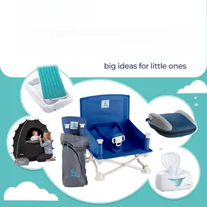 Travel Booster Seat with Tray for Baby |   Folding Portable Baby Booster Seat for Dining Table, Camping, Beach, Grandma’s |   Tip-Free Design Straps to Kitchen Chairs - Booster Chair