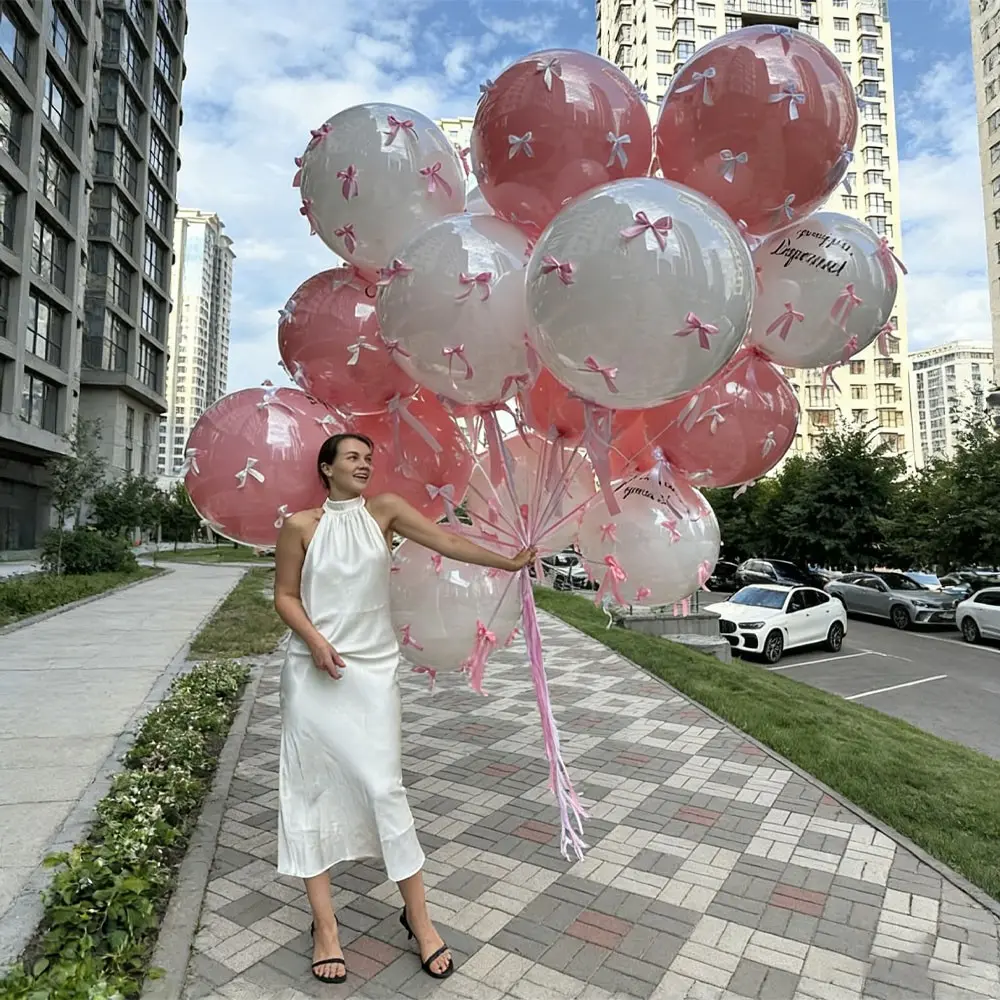 165pcs Two-Color Latex Balloons, 18'' & 24'' Clear Bubble Balls, Butterfly Knot Set, Balloon Arches Decorations, Balloon Decorations Kit, Perfect for Girl Birthday & Picnic Party Decorations