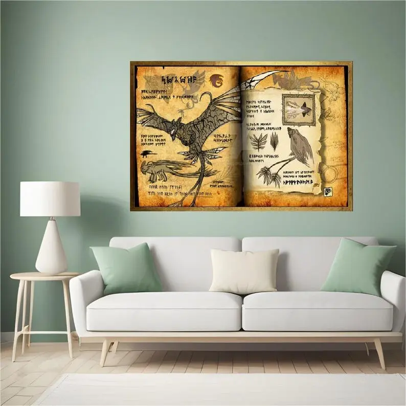 How to Train Your Dragon Poster, Hiccup's Sketch of Toothless Wall Deco, How to Train Your Dragon Print