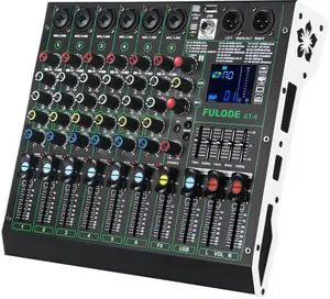 Professional DJ Audio Mixer,6 Channel Sound Mixing music Board With 99 DSP Effects,Console System PA Mixer with Bluetooth,w/USB,48V Phantom Power,Vocal Removal for Live Streaming Studio(DT-6)