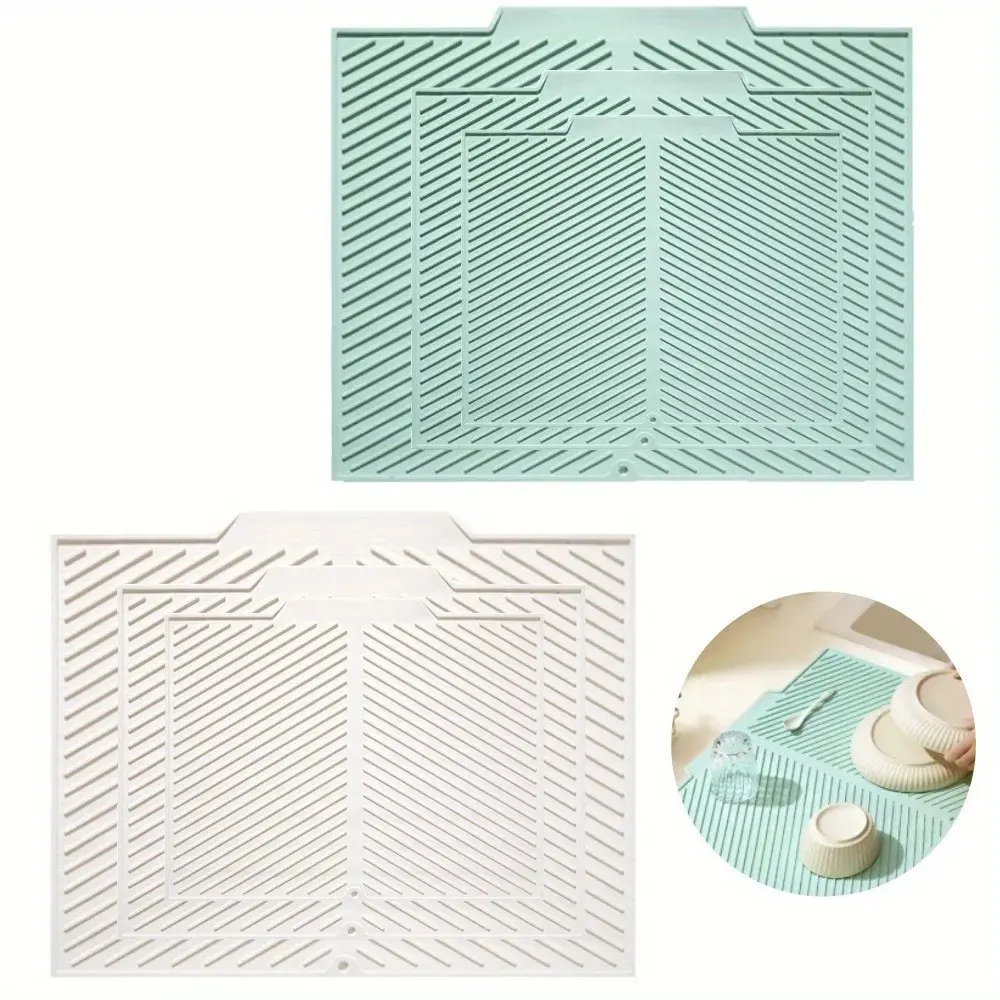 Silicone Dish Drying Mat, Collapsible Quick-Drying Non-Slip Draining Board, Heat Resistant Mat for Kitchen Countertops, Coasters, Collapsible Dish Mats