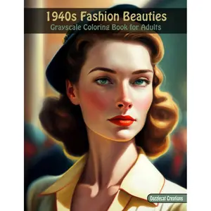 1940s Fashion Beauties Grayscale Coloring Book for Adults: Women in vintage fashion clothes, hair, and settings, with soft focus painterly artwork to color for stress relief and creativity Paperback – February 17, 2023