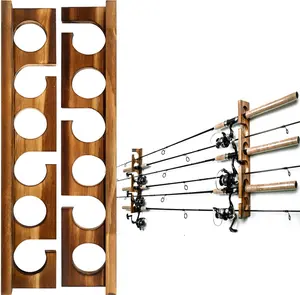 Fishing Rod Holder Wall or Ceiling Mounted, Fishing Rod Rack Holds Up to 6 Rods, Garage Fishing Gear Storage Organizer & Gifts for Men