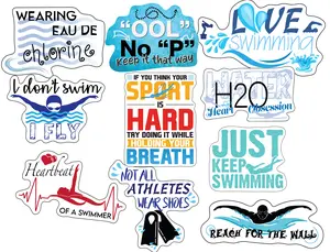 Swim Stickers, Ten Vinyl Stickers Supporting Swim, Great Swim Gift, Decorative Stickers