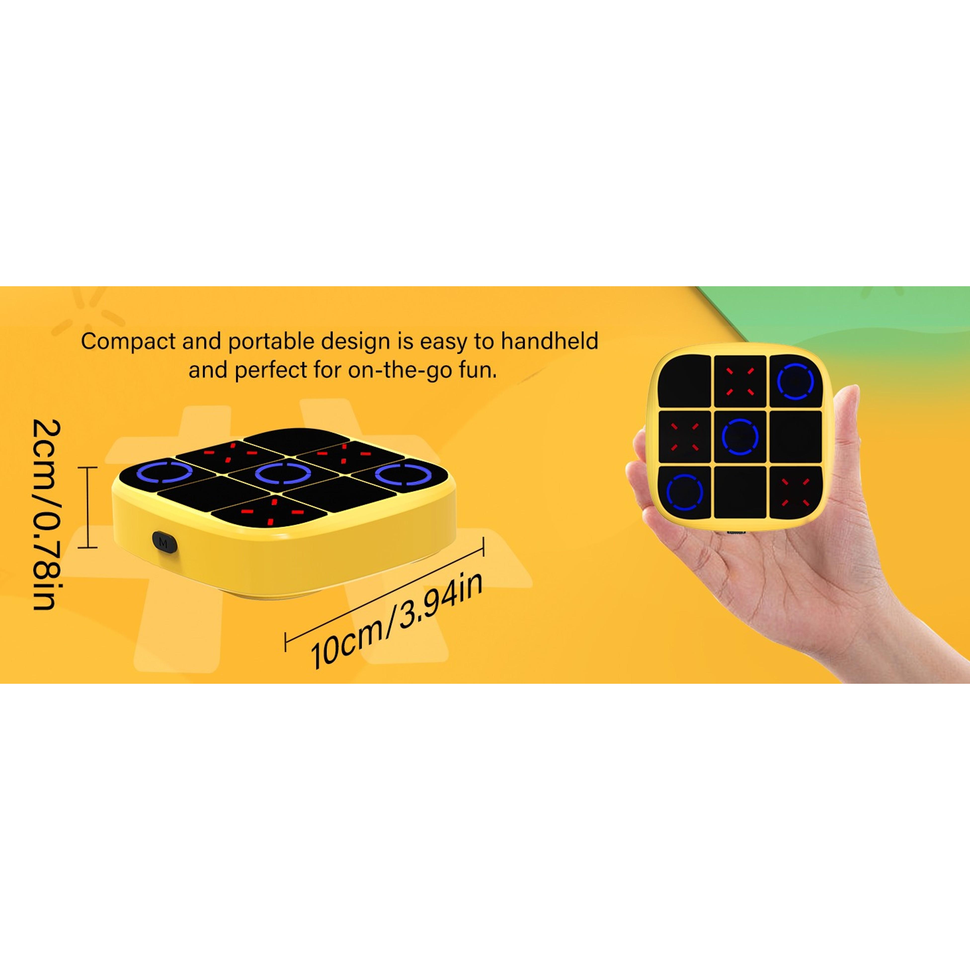 Tic-Tac-Toe Bolt Game, 4-in-1 Handheld Puzzle Games Console, Electronic Tic-Tac-Toe Game for Educational and Memory Growth, Portable Travel Games for Car Ride, Board Games for Kids and Adults (Cyan)