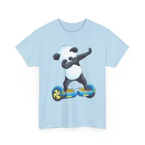 Funny Dabbing Panda Bear Riding Hoverboard shirt Skate lovers Boys Girls Hoverboard Unisex Heavy Cotton Tee
