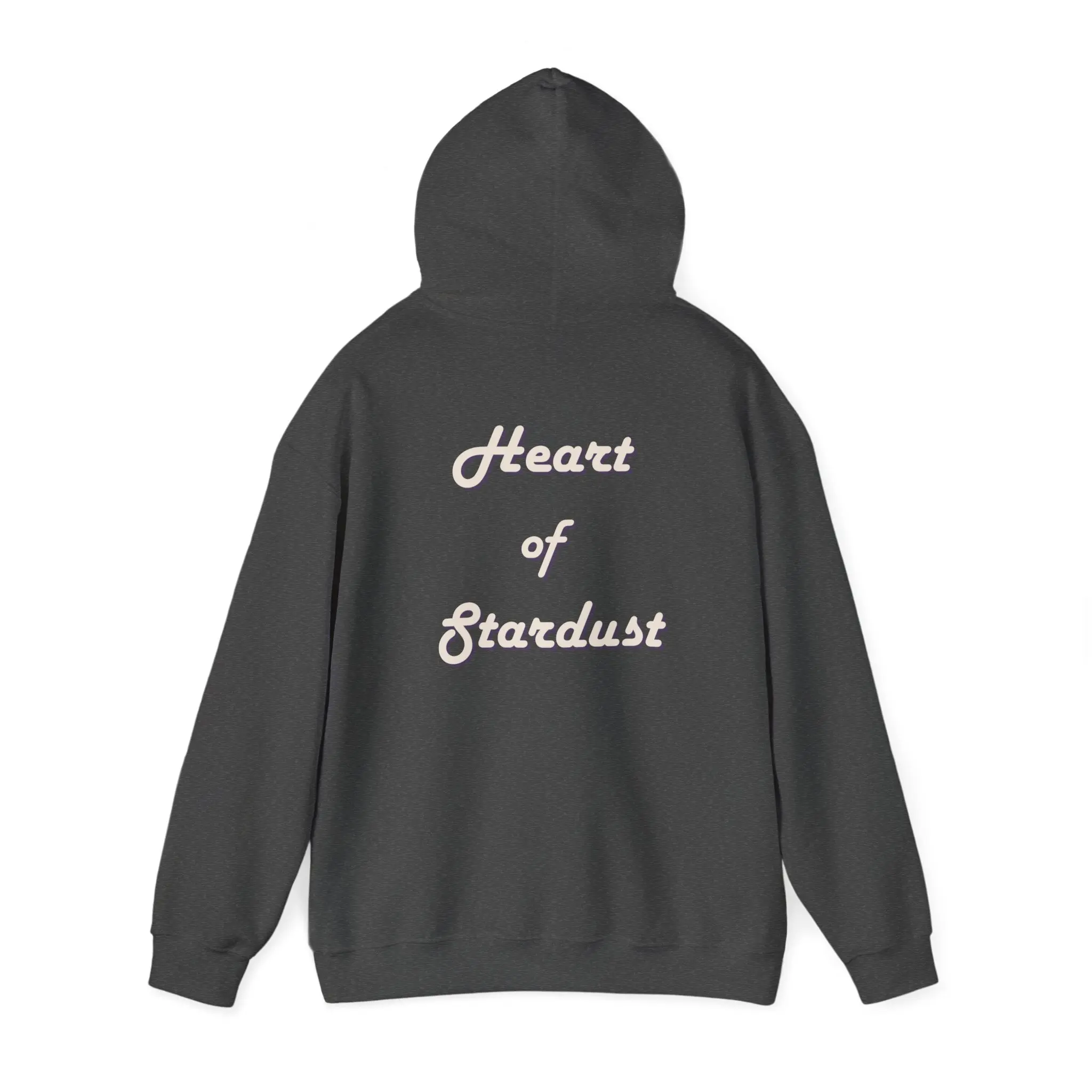 (Grey/Charcoal) Heart of Stardust Spiritual Hoodie, Heart Energy Manifestation Sweatshirt, Retro Font Unisex Hooded Sweatshirt, Galaxy Vibes, Celestial Hoodie,