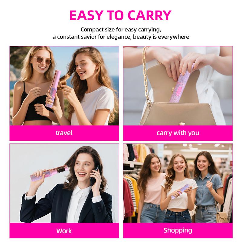 Cordless curling irons and flat iron, Portable straightener iron for Travel, Mini 5000mAh Hair Styling Tool, Heats Up in 30 Seconds to 410°F, Diamond Design, Hair Styling Tool for Women and Teen Girls, Trendy Stuff, Perfect Valentine’s Day Gift for Girls