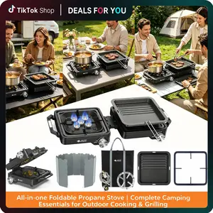 【Fathersdaygift】2 Burner Propane Camping Stove with Griddle – Portable Outdoor Cooker, Foldable with Carry Bag & Windscreen, Adjustable Heat, Piezo Ignition – Perfect for Tailgating, BBQ, Overlanding, Backyard. #fathersdaygift