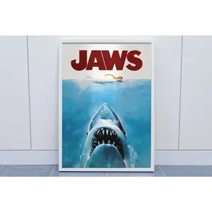 Jaws Movie Poster, 1975 Jaws American Thriller Film Poster, Steven Spielberg Film