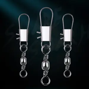 200pcs High Carbon Steel Bearing Rolling Swivel with Interlock Snap Rolling Swivel Solid Ring Swivels for Connecting Fishing Line and Lures