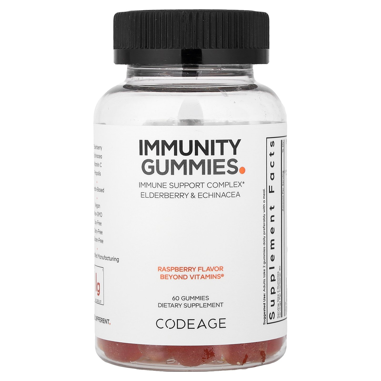 Codeage Immunity Gummies, Raspberry, 60 Gummies