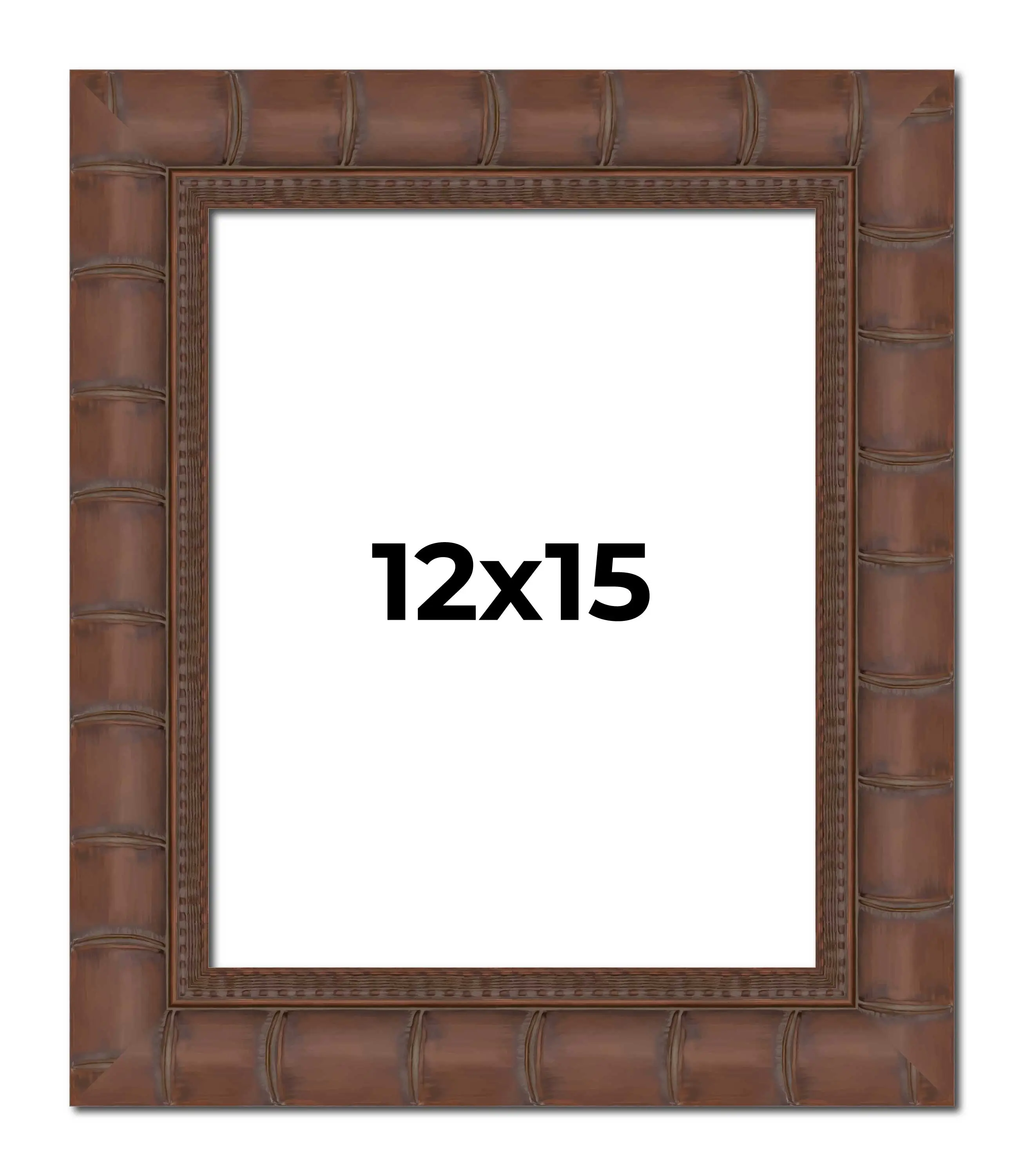 12x15 Brown Wide Bamboo Picture Frame - UV Acrylic, Foam Board Backing, Hanging Hardware
