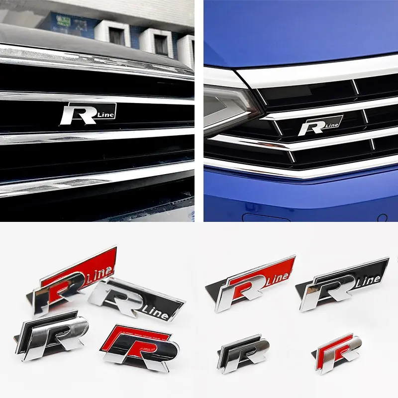 Volkswagen Car Grille Emblem, Durable High-Quality Decoration Accessory, Vehicle Exterior Decoration, Sporty Style Modification Part for Golf R-Line, Tiguan R-Line, Passat R-Line, Sticker for Cars, Automobile Decals