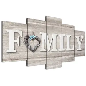 Home Decorations Wall Decor, family Sign Pictures Framed Canvas Wall Art Paintings Artwork for Home Art Prints 5 Pieces Large Wall Decor with Wood Fram Size 40x20 in Family Wall Decor Wooden Wall-mounted Bedroom Modern Poster Ornaments Set Artistic Photo
