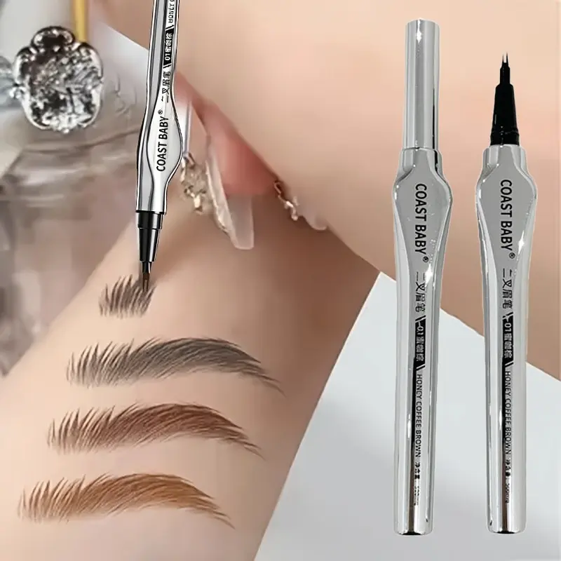 Dual-Tip Ultra Fine Brow Pen, Waterproof Sweat-Resistant, Long-Lasting Natural Eyebrow Makeup Products, Precise Application for Beginners