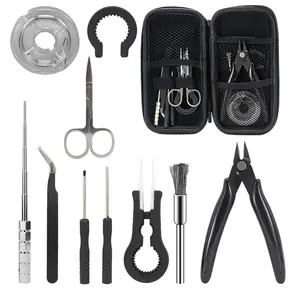 DIY Tool Kit, 10 in 1 Tweezers Pliers Winding Rods Screwdriver Steel Brush Multi functional ceramic tweezers set with Zipper Case Bag, for Home and Jewelry Repairs