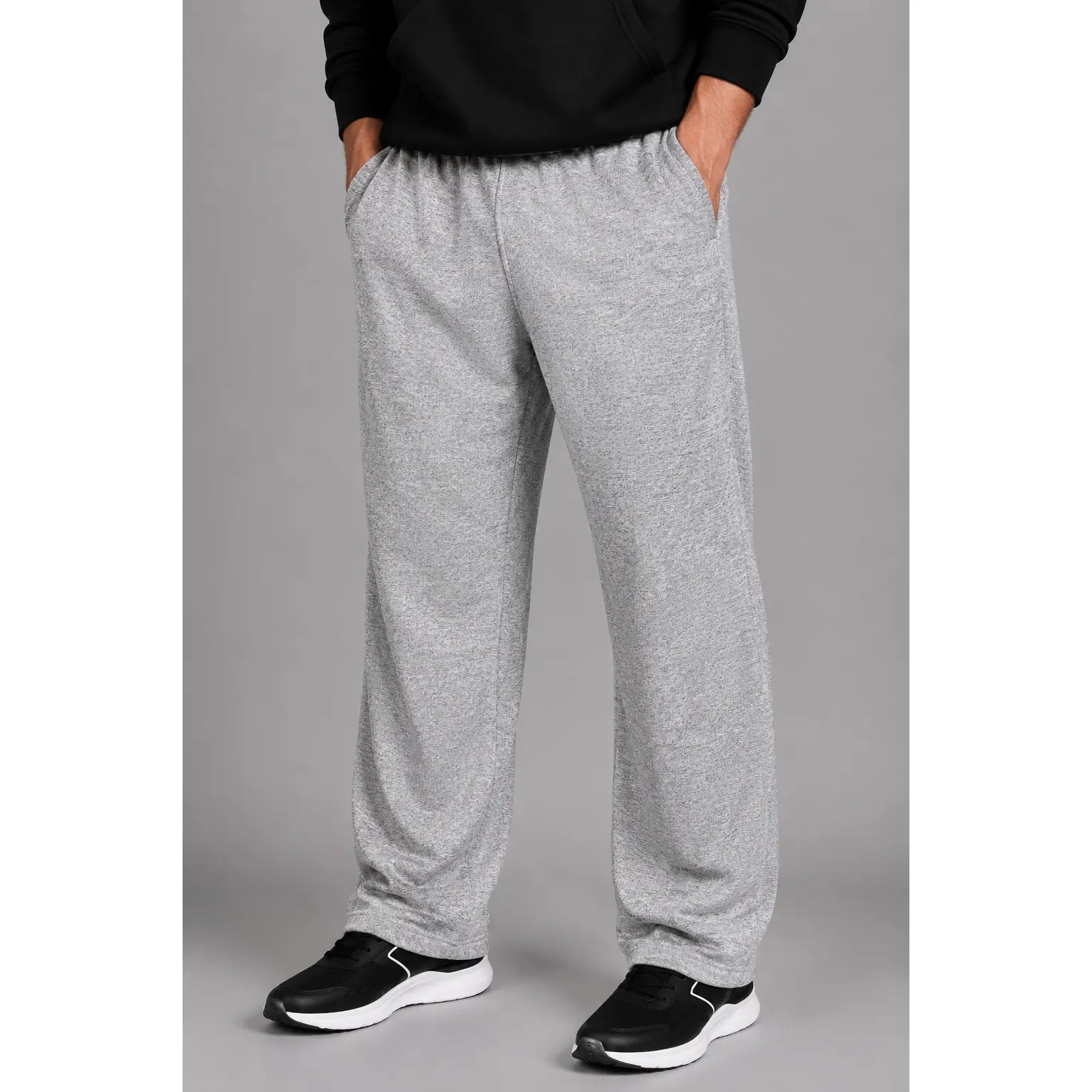 Men's Big & Tall Sweatpants, Plain Heavyweight Fleece Menswear Activewear with Elastic Waist, Open Bottom, and Deep Pockets, Gym, Drawstring, Machine Washable