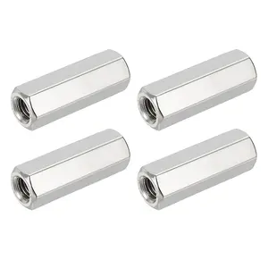 Hex Coupling Nuts, M10 x 1.5-Pitch 60mm/2.36" Length Metric Coarse Thread, 4 Pack 304 Stainless Steel Rod Coupling Nut for Threaded Rods & Studs
