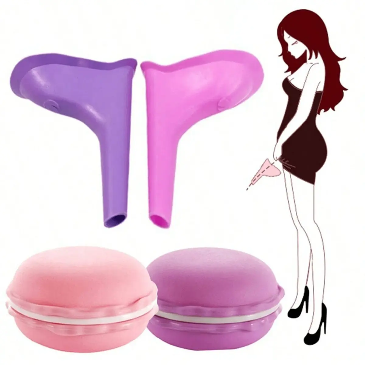 Portable Silicone Urinal for Women, Ideal for Outdoor Travel and Camping, Travel Potty, Camping Toilets Portable, Includes Storage Box, Suitable for Pregnant Women