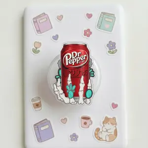 Skeleton Hand Dr Pepper Phone Grip - Western Turquoise Jewelry Aesthetic - Retro Soda Can Hand Holder - Edgy Expanding Stand - Unique Gift for Soda Lovers - Trendy Y2K Phone Accessory