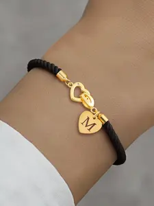Women's Heart Buckle Letter Bracelet, Adjustable Vintage Classic Casual Hand Rope, All Seasons Fashion Accessory, Heart Charm Bracelet