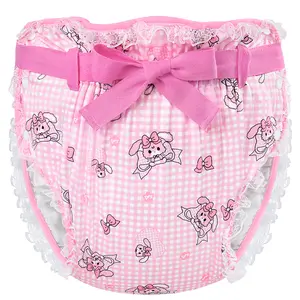 LittleForBig Silky Adult Ribbon Omutsu Diaper Wrap Cover Washable Adjustable Reusable Waterproof - Bunnies & Bows Usagi