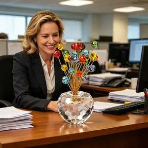 Creative Handmade Crystal Apple Ornaments - Lucky Fruit, Suitable For Car Decorations, Home Decor, Office Desktop Decorations, And As A Table Decoration For Wives, Girlfriends, And Women. Also A Great Gift For Valentine'S Day And Wedding Anniversaries.