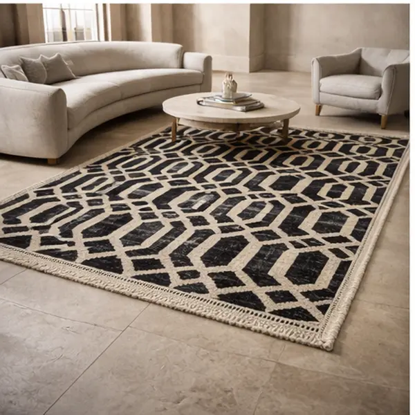 Vintage Embroidered Overdye Contemporary Handwoven Rug 3.9' x 5.9'
