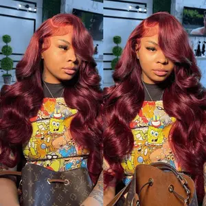 [Super Deal] Hot Star 99J Burgundy Colored HD Lace Front Human Hair Wigs 13x6 Lace Frontal Human Hair Wigs For Women Raw Indian Straight and Body Wave Wigs TikTokShopBlackFriday