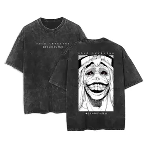 Statue Of God Solo Leveling Anime Double Printed Washed T-Shirt Unisex Mineral Anime Manga Washed Heavy Cotton T-shirt, Gift For Anime Fan, Anime Lover