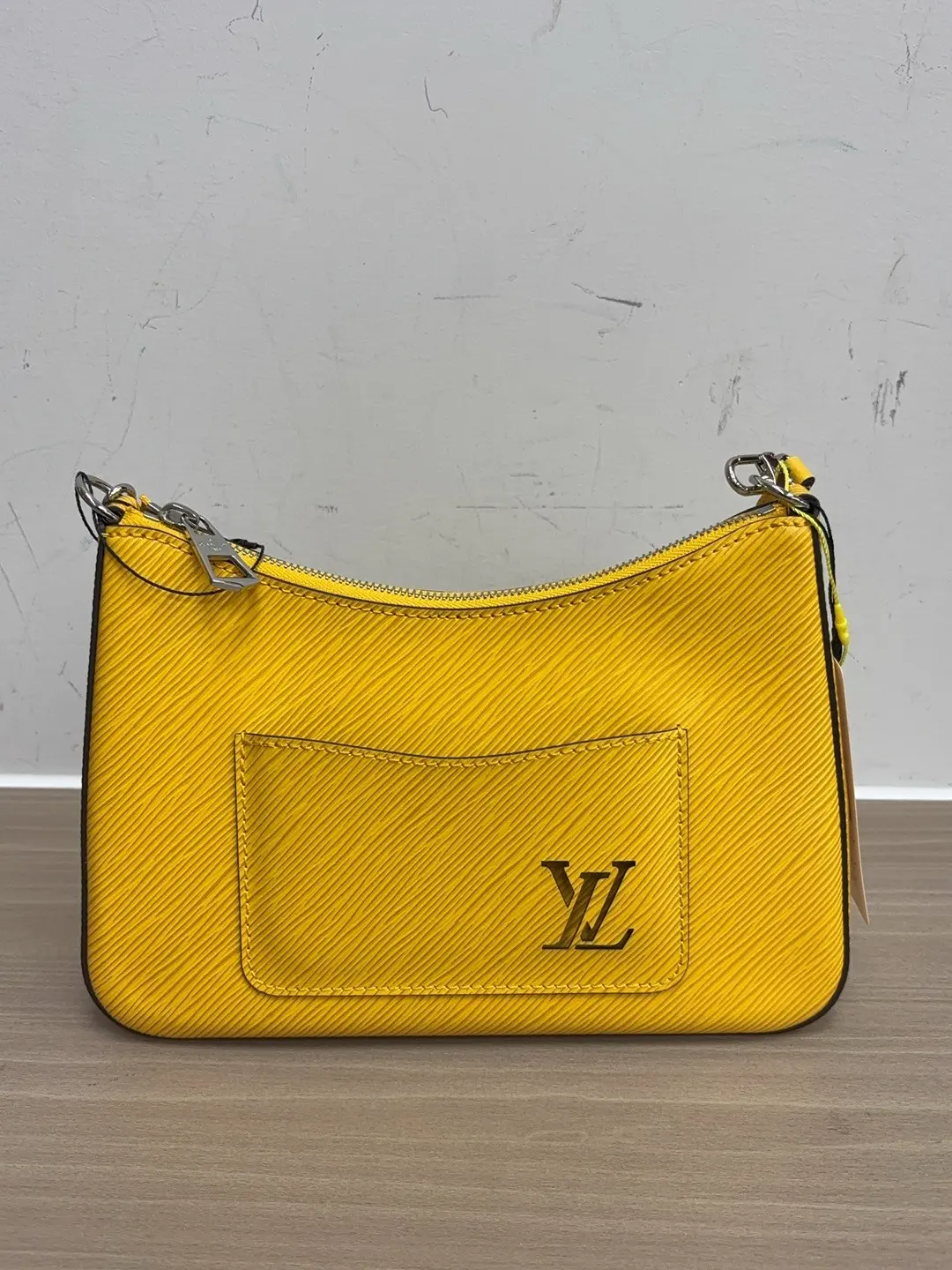 Pre-owned Louis Vuitton good Shoulder Bags Easy Pouch On Strap Yellow Epi Leather With Coin Purse KY02836