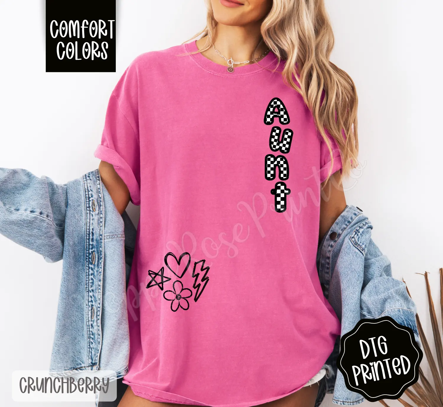 Aunt Doodle Shirt Comfort Colors, Trendy Graphic Women's Tee, Gift for Her