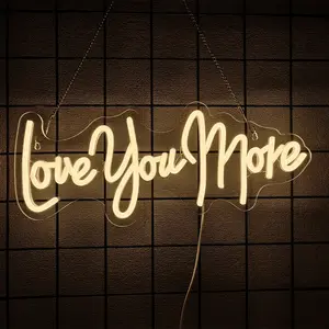 I Love You More Neon Signs Romantic Words LED Light Sweet Couple Signs Birthday Valentines Day for Her-Girlfriends or Wife Wedding Engagement Party Wall Decoration Decorative Neon Light