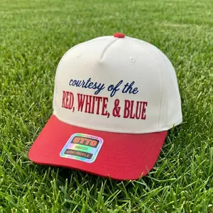 Courtesy Of The Red White And Blue Anniversary Embroidered Hat - Vintage Americana 4th of July Heritage Cap