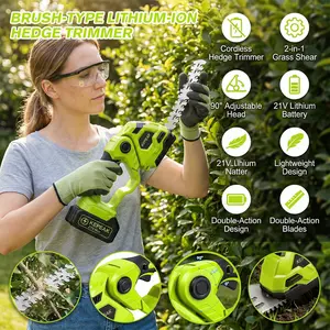 【SUMMER SALE】Cordless Hedge Trimmer 21V with Battery and Charger, 220mm Electric Bush Trimmer, Portable Garden Shrub Trimmer with Storage Bag